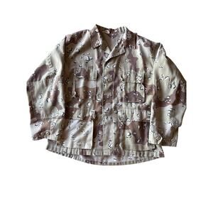 Vintage U.S. Military Desert Storm Shield Camo Chip Large Regular Field Shirt